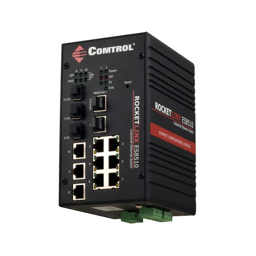 Switch Ethernet gestibile - RocketLinx ® ES8510-XT - Comtrol Corporation - 10 porte / Ethernet gigabit / in fibra ottica