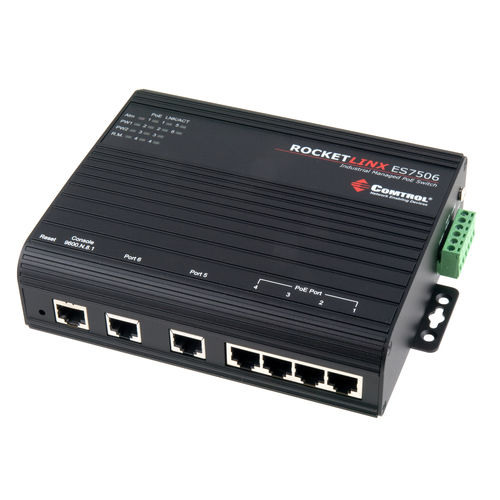Switch Ethernet gestibile - RocketLinx® ES7506 - Comtrol Corporation - 6 porte / con connessione wirelss / da incasso