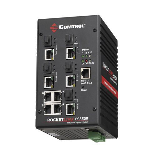 Switch Ethernet gestibile - RocketLinx ® ES8509-XT - Comtrol Corporation - 8 porte / gigabit / su guida DIN
