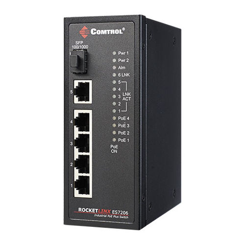 Switch Ethernet non gestibile - RocketLinx ® ES7206-XT - Comtrol Corporation - 6 porte / gigabit / su guida DIN