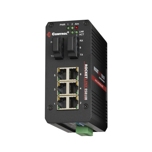 Switch Ethernet non gestibile - RocketLinx ® ES8108F-S - Comtrol Corporation - 8 porte / Ethernet gigabit / in fibra ottica