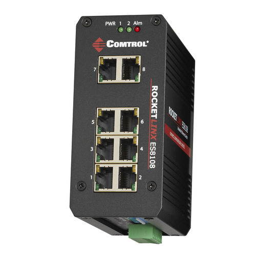 Switch Ethernet non gestibile - RocketLinx ES8108-XT - Comtrol Corporation - 8 porte / Ethernet gigabit / su guida DIN