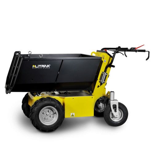 Mini dumper su ruote - MT700P - ALITRAK S.r.l - elettrico / a scarico frontale / con benna elevatrice