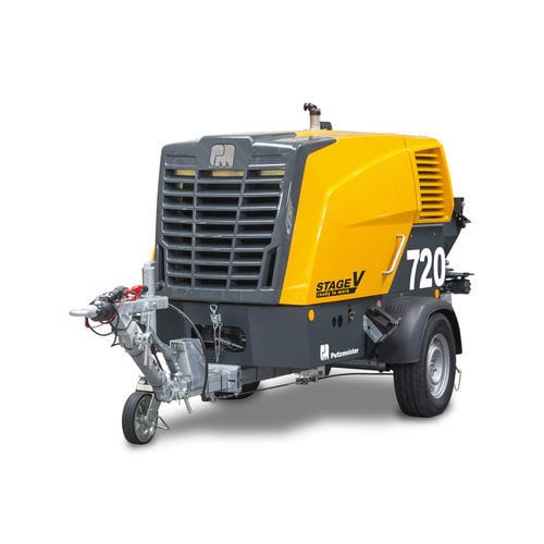 Pompa per calcestruzzo montata su rimorchio - P 720 - PUTZMEISTER - per cantiere / diesel / a pistone