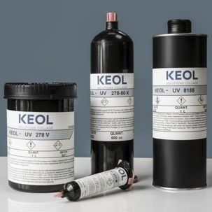 Colla acrilato - KEOL-UV 278 - KEOL - per vetro / monocomponente / industriale