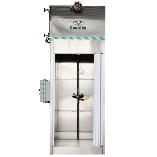 Doccia di sicurezza da terra - DAAO6604-6 - shanghai DaAo safety equipment Co.LTD - con lavaocchi / con caldaia / automatica