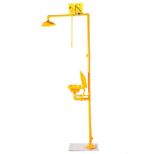 Doccia di sicurezza montata su piattaforma - DAAO6613-D - shanghai DaAo safety equipment Co.LTD - con lavaocchi / in acciaio inossidabile