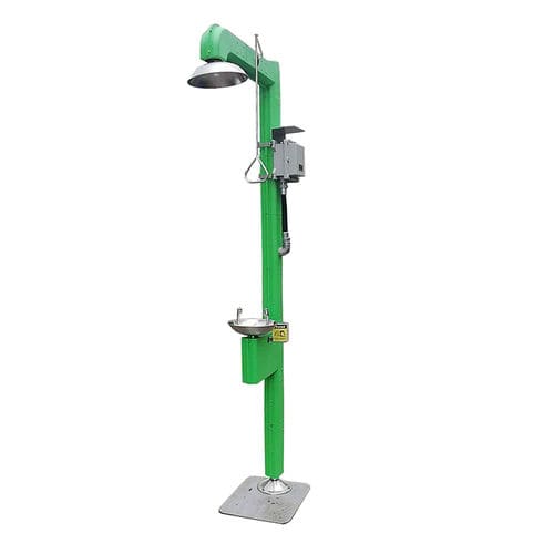 Doccia di sicurezza montata su piattaforma - DAAO6615-E - shanghai DaAo safety equipment Co.LTD - con lavaocchi / in plastica / con caldaia