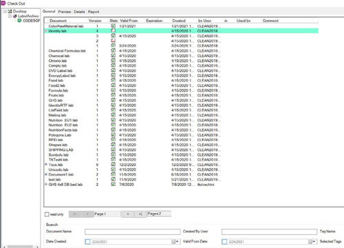 Software di regolazione - LABEL ARCHIVE - TEKLYNX - di interfaccia / per test / per reportistica