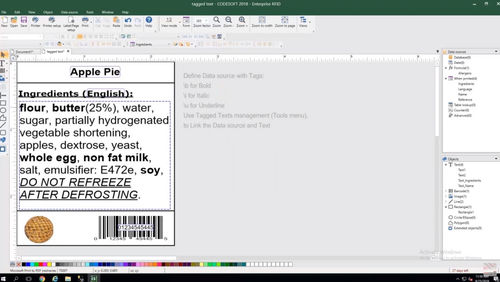 Software di gestione - Allergen labeling - TEKLYNX - di regolazione / di basi di dati / di ispezione
