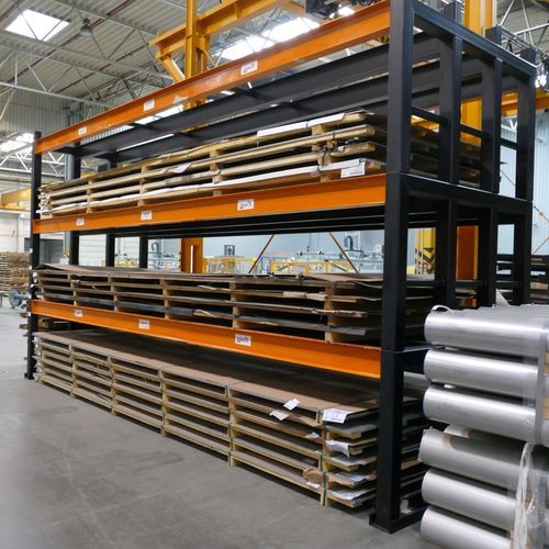 Scaffalatura per magazzino di stoccaggio - Logimax Polska Sp. z o.o. - modulare / su misura / per lamiere metalliche