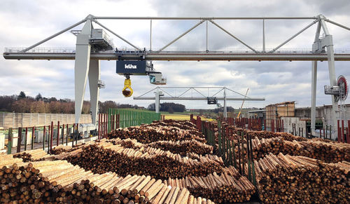 Gru a cavalletto su guida di scorrimento - RMG - Künz GmbH - per la logistica / monotrave / di elevata efficacia