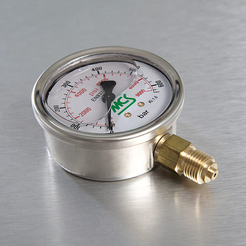 Manometro in glicerina - MCS® 721 - Oleotec S.r.l. - con quadrante / con flangia / in acciaio inossidabile