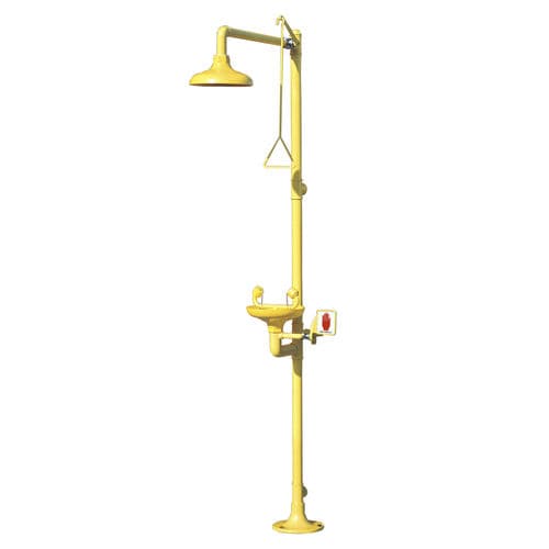 Doccia di sicurezza da terra - FS1M-E - Aqua Safety Showers Internatioanl - con lavaocchi / da interno / per ambienti pericolosi