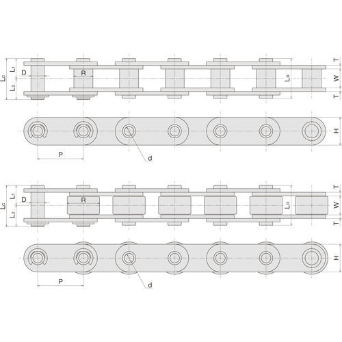 Catena ad asse cavo - SL HP - Sugiyama Chain Co., Ltd. - di trasmissione / in acciaio / a passo doppio