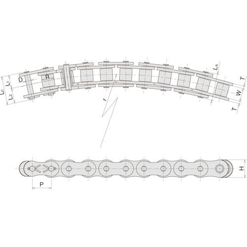 Catena side bow - SB - Sugiyama Chain Co., Ltd. - di trasmissione / in acciaio / ANSI