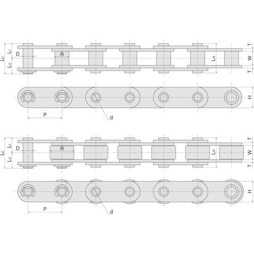 Catena in acciaio inossidabile - SS HP - Sugiyama Chain Co., Ltd. - di trasmissione / a passo doppio / ad asse cavo