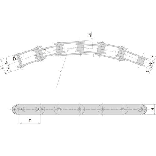 Catena side bow - SB - Sugiyama Chain Co., Ltd. - di trasmissione / in acciaio / a rulli