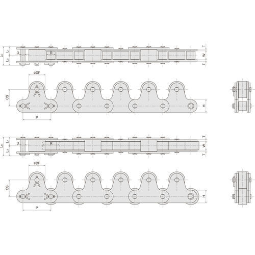 Catena di trasmissione - TR - Sugiyama Chain Co., Ltd. - in acciaio / a rulli / con attacchi