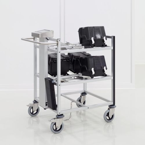Carrello da trasporto - Fabmatics GmbH - di stoccaggio / in acciaio inossidabile / 2 livelli