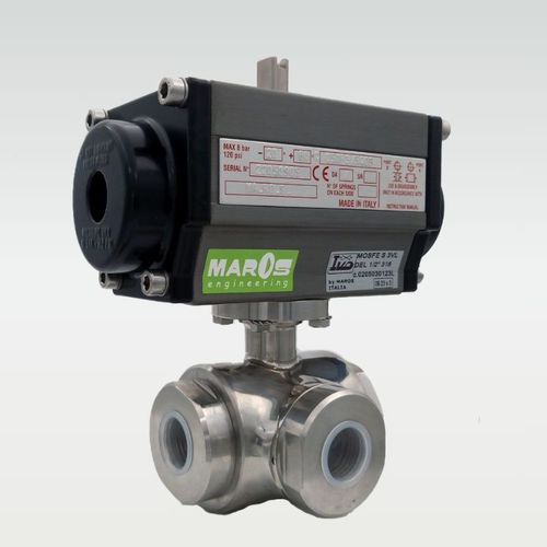 Valvola a sfera - 0204230383T - MAROS Engineering - a comando pneumatico / filettata / in acciaio inox