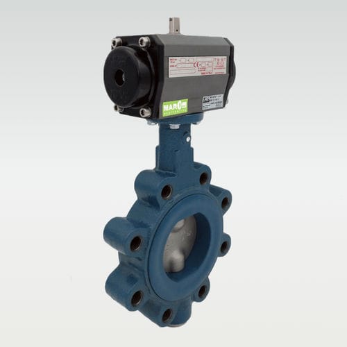 Valvola a farfalla - MAROS Engineering - a comando pneumatico / di controllo / shut off