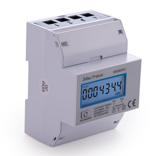 Contatore di energia elettrica trifase - EM380PU - ZELEC - monofase / su guida DIN / RS-485