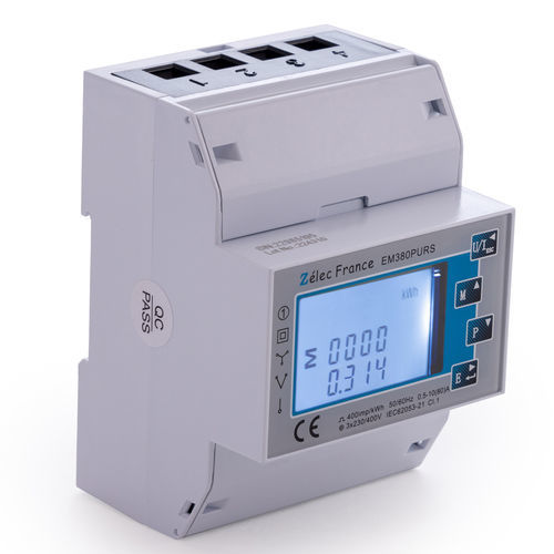 Contatore di energia elettrica trifase - EM380PURS - ZELEC - monofase / su guida DIN / RS-485