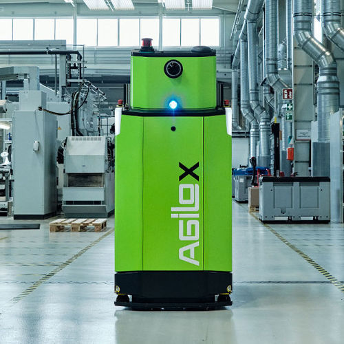 Robot mobile autonomo (AMR) per movimentazione - AGILOX ONE - AGILOX Services GmbH - per magazzino / a forcella