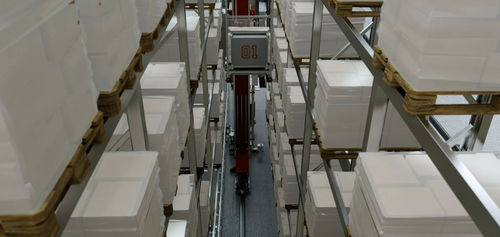 Trasloelevatore automatico - ERREVI AUTOMATION SRL - per sistema di contenitori / per magazzino