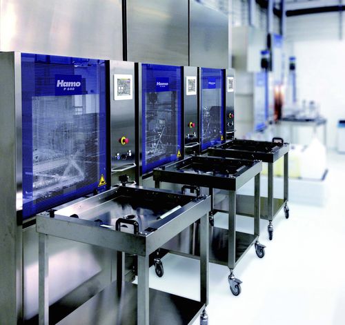 Macchina per pulizia ad acqua - P Line - Amsonic Hamo GmbH - a spruzzo / automatica / per l'industria farmaceutica