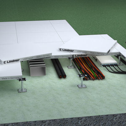 Rivestimento di pavimenti in solfato di calcio - LOOP aurum - Lindner Group - per ufficio / resistente al fuoco