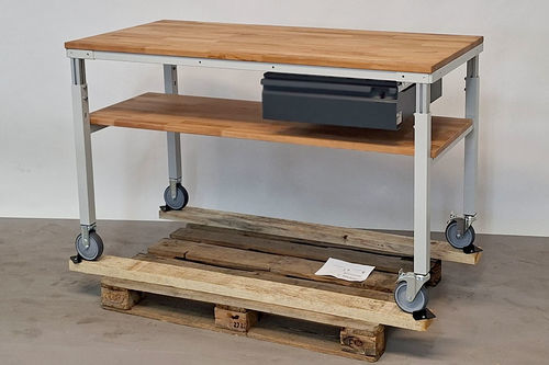 Banco da lavoro in faggio - E-B-AT-1500-700B.12+08-200-06-ABG-F-Sch - RAU - per officina / industriale / a cassetti