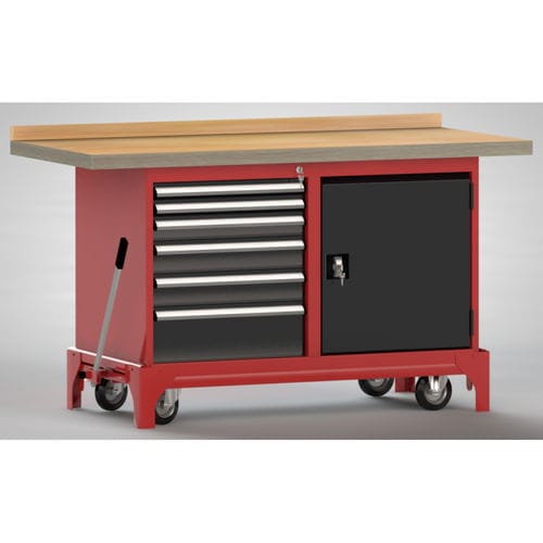 Banco da lavoro in faggio - WP782N-1500M45-E0012 - KLW LUTZ - per officina / 6 cassetti / mobile