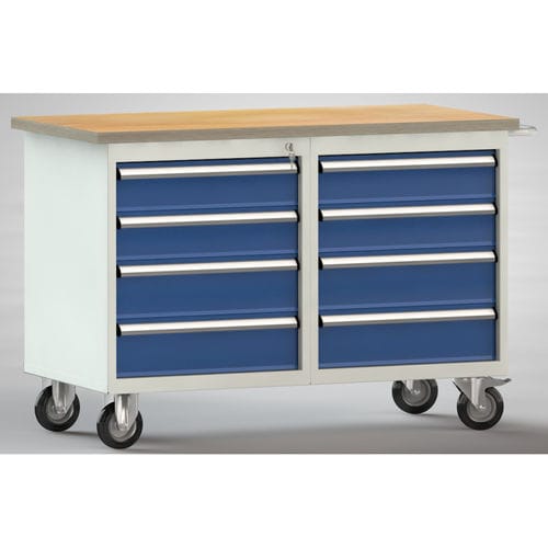Banco da lavoro in faggio - WP834N-1200M30-E7020 - KLW LUTZ - per officina / 8 cassetti / mobile