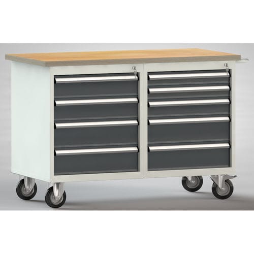 Banco da lavoro in faggio - WP834N-1200M30-E7045 - KLW LUTZ - per officina / multi-cassetti / mobile
