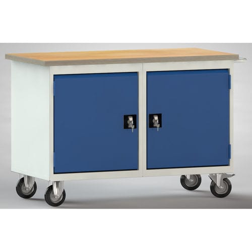 Banco da lavoro in faggio - WP834N-1200M30-X7036 - KLW LUTZ - mobile / a 2 porte / con ripiani