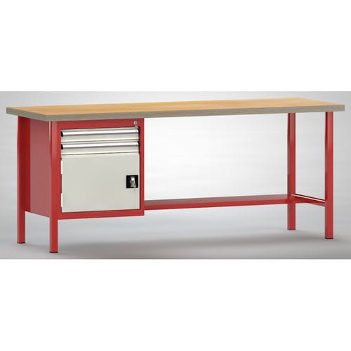 Banco da lavoro in faggio - WS118N-2000M40-E1691 - KLW LUTZ - per officina / 2 cassetti / a 2 porte