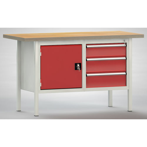 Banco da lavoro in faggio - ERGO - KLW LUTZ - per officina / 3 cassetti / a 2 porte