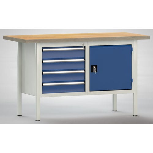 Banco da lavoro in faggio - ERGO  - KLW LUTZ - per officina / 4 cassetti / a 2 porte