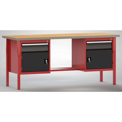 Banco da lavoro in faggio - ERGO  - KLW LUTZ - per officina / 2 cassetti / a 2 porte