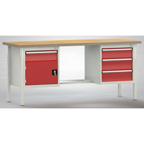 Banco da lavoro in faggio - ERGO  - KLW LUTZ - per officina / 4 cassetti / a 2 porte