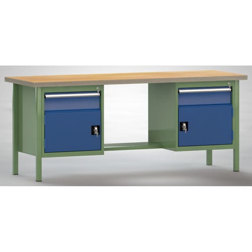 Banco da lavoro in faggio - WS202N-2000M40-E2001 - KLW LUTZ - per officina / 2 cassetti / a 2 porte