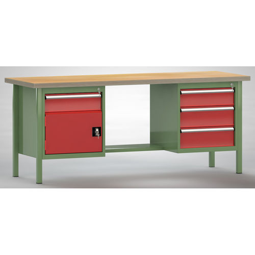 Banco da lavoro in faggio - WS202N-2000M40-E2072 - KLW LUTZ - per officina / 4 cassetti / a 2 porte