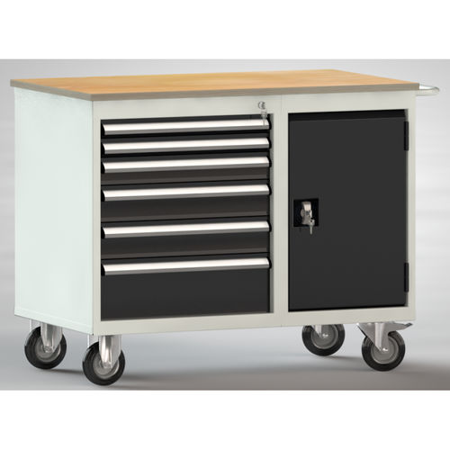 Banco da lavoro in faggio - WS824N-1000M20-E1903 - KLW LUTZ - per officina / 6 cassetti / a 2 porte