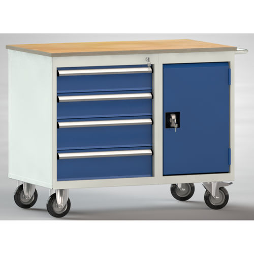 Banco da lavoro in faggio - WS824N-1000M20-E7055 - KLW LUTZ - per officina / 4 cassetti / a 2 porte