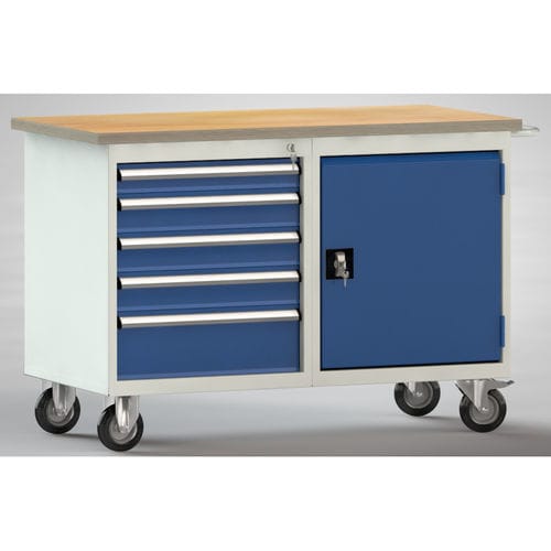 Banco da lavoro in faggio - WP834N-1200M30-E7025 - KLW LUTZ - per officina / industriale / 5 cassetti