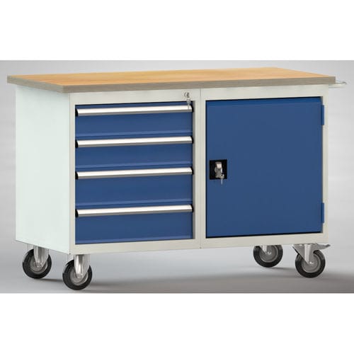Banco da lavoro in faggio - WP834N-1200M30-E7035 - KLW LUTZ - per officina / industriale / 4 cassetti