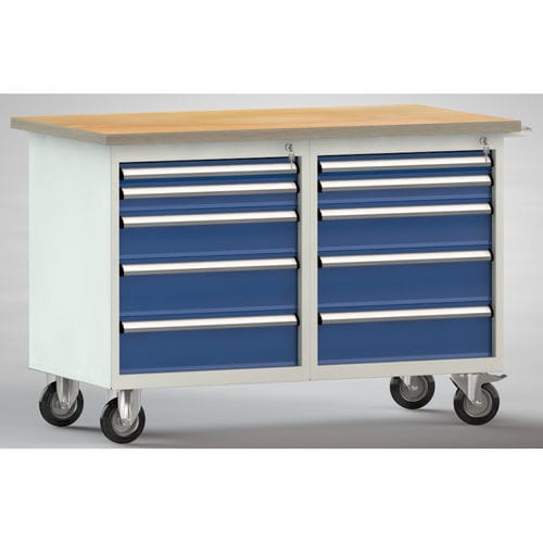 Banco da lavoro in faggio - WP834N-1200M30-E7040 - KLW LUTZ - per officina / a cassetti / multi-cassetti