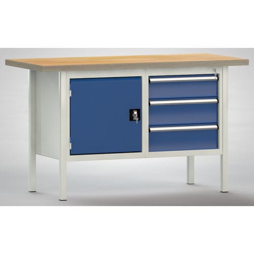 Banco da lavoro in faggio - WS177E-1500M40-E1660 - KLW LUTZ - per officina / 3 cassetti / a porta